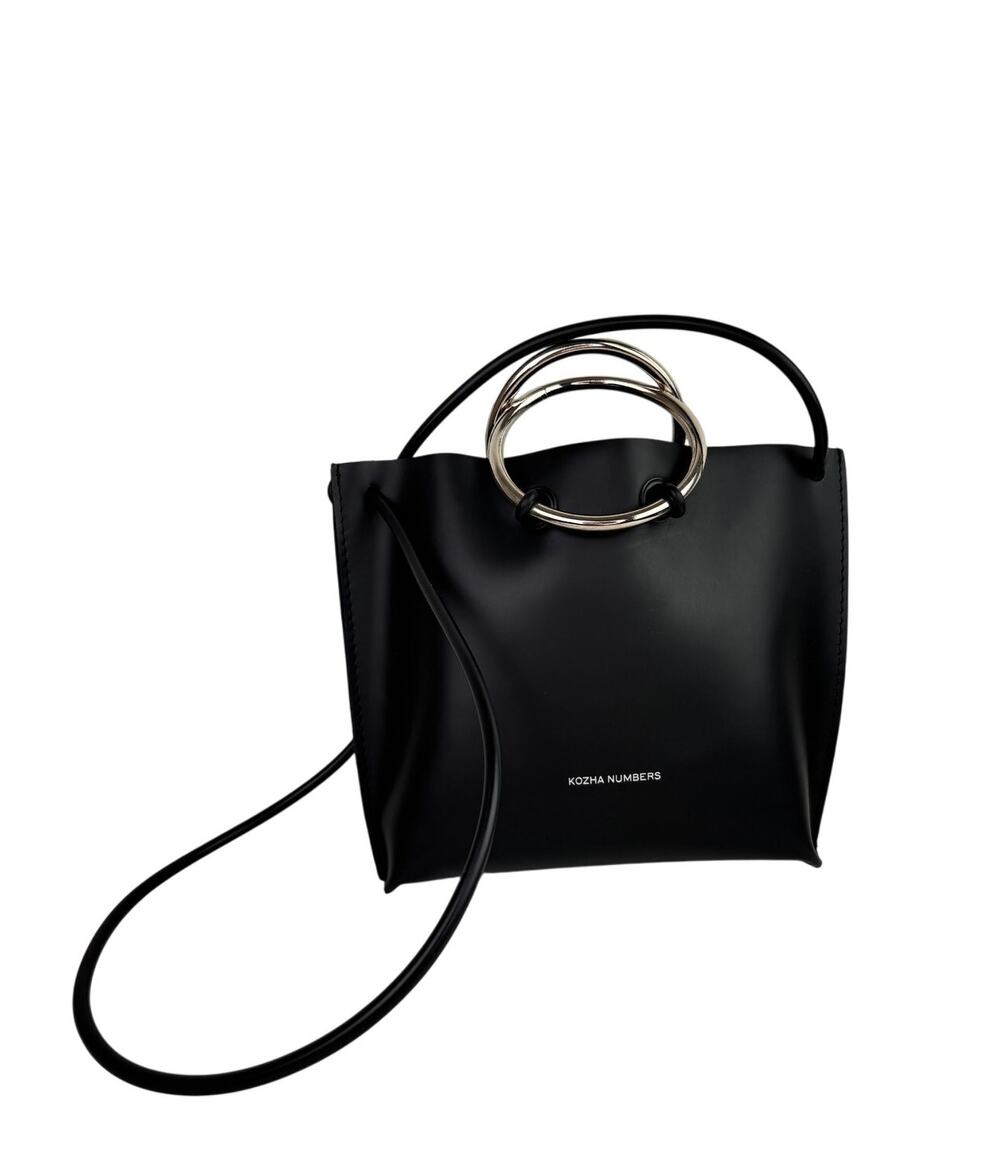 Kozha Numbers Mini Safe Handbag Black Silver Leather Top Handle Crossbody Bag